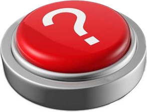 Big, red push button with a question mark in the middle